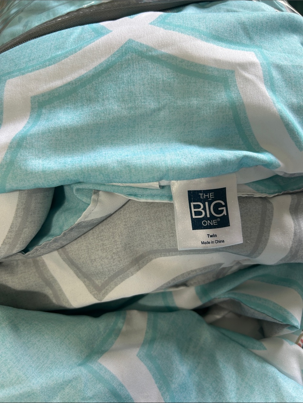 The Big One Twin Comforter Cover - Aqua & Gray Geometric